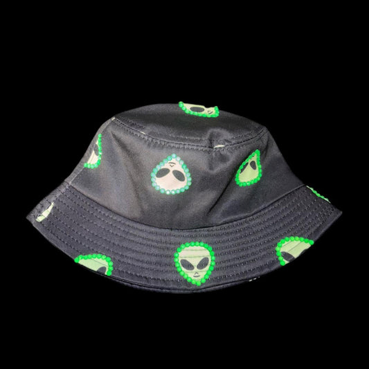 Neon Rhinestones Alien Bucket Hat