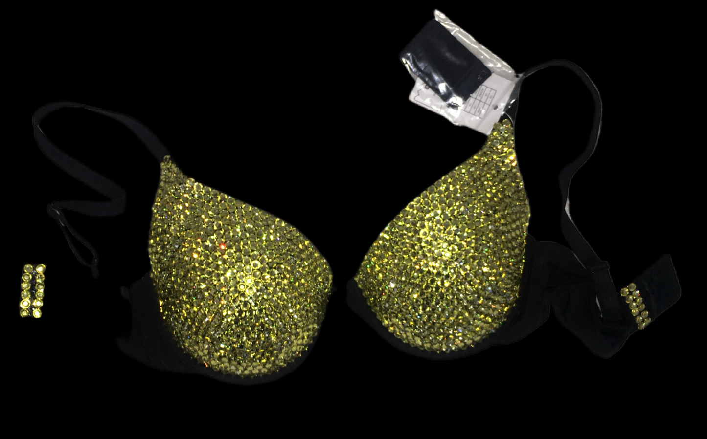 Jonquil Gold Crystal Rhinestone T-Shirt Bra In Black