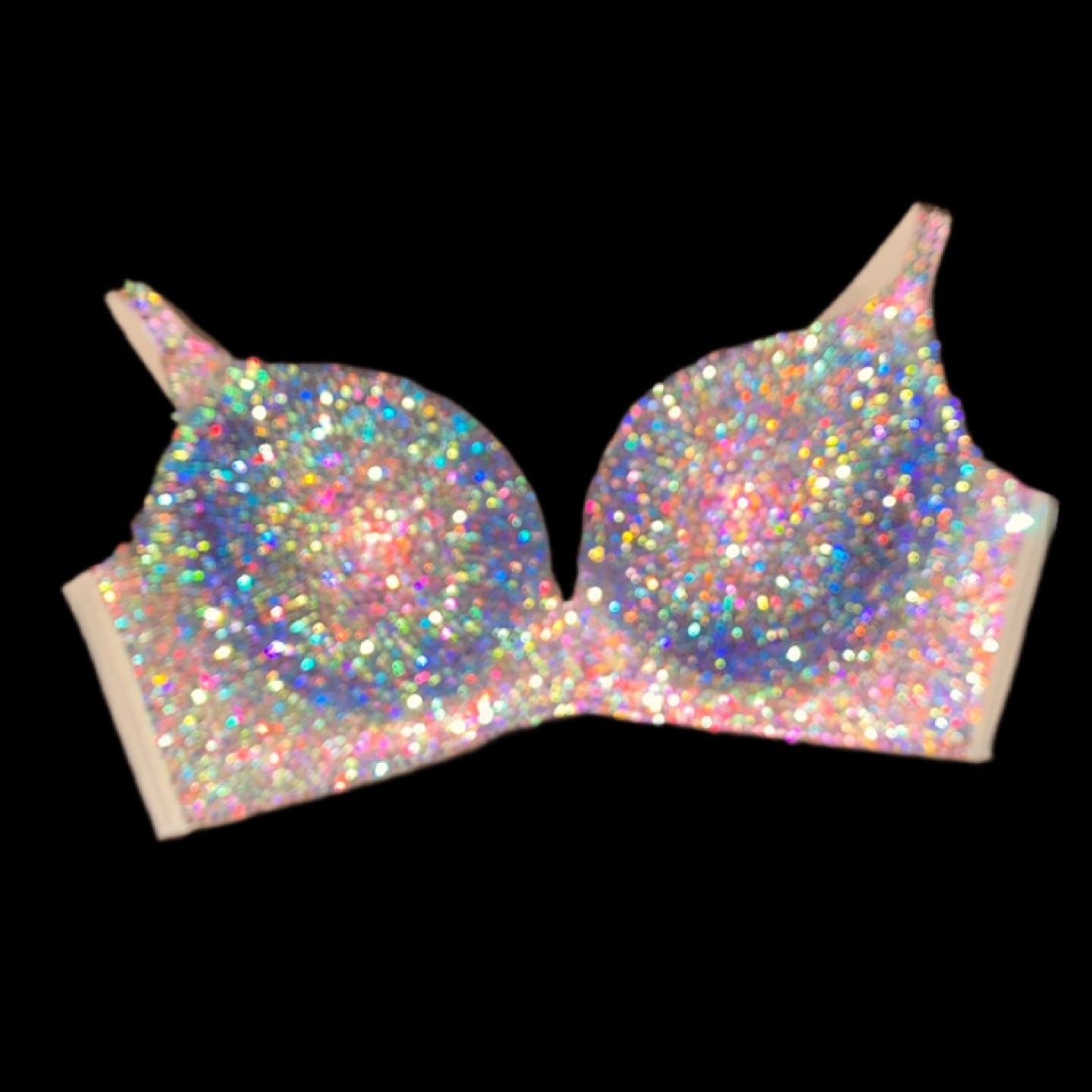 Luxe Crystal AB Iridescent Wireless Bra In Nude