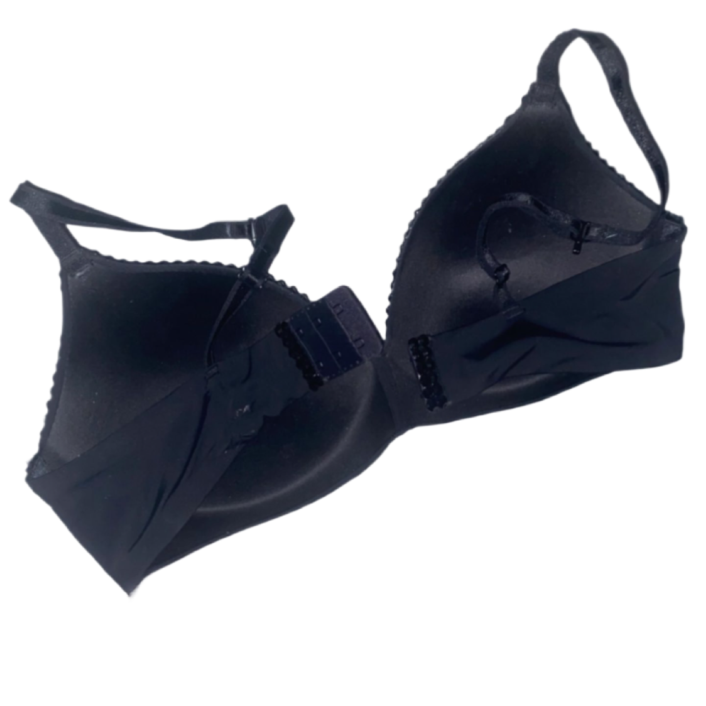 Jet Black Crystal Rhinestone Wireless Bra In Black