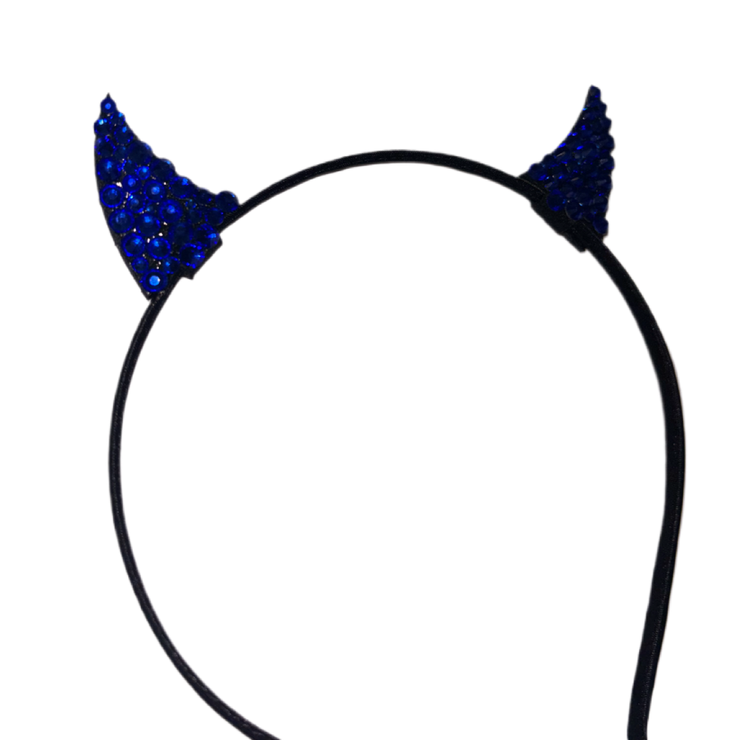 Mini Bling Devil Horn Ears In Sapphire Blue Crystal
