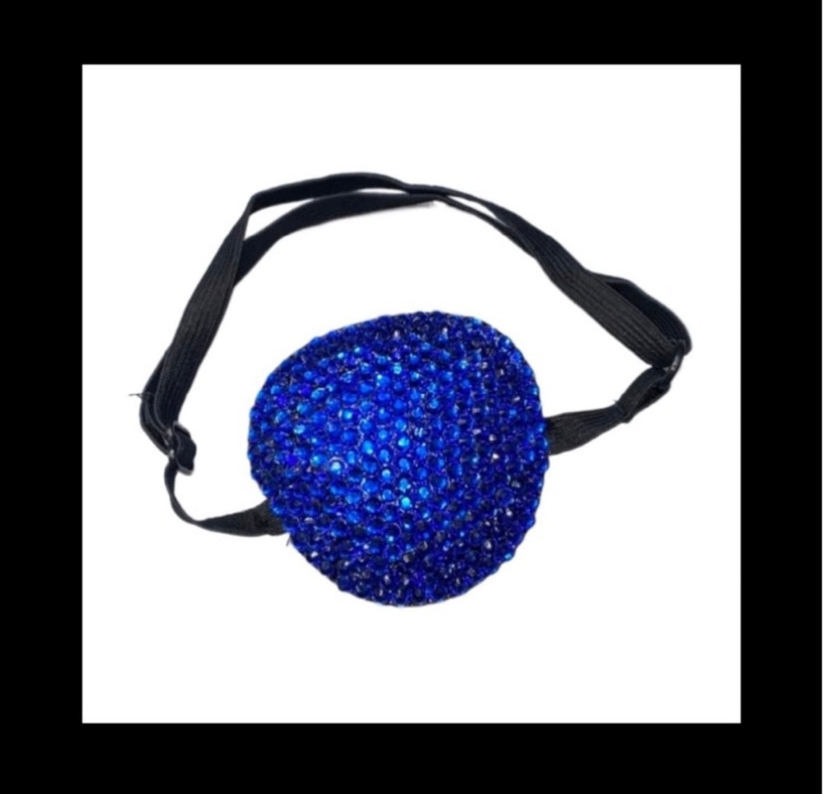 Sapphire Blue Padded Adjustable Crystal Eye Patch