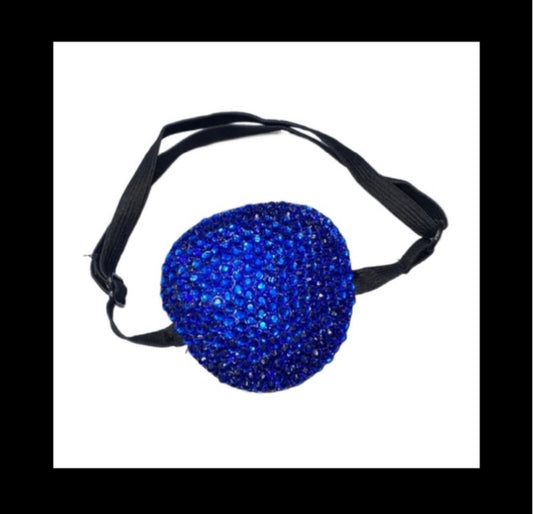 Sapphire Blue Padded Adjustable Crystal Eye Patch