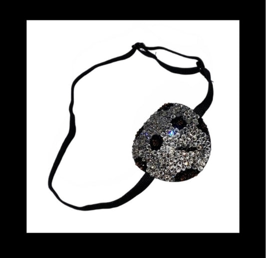 Crystal Diamond Leopard Print Padded Adjustable Crystal Eye Patch