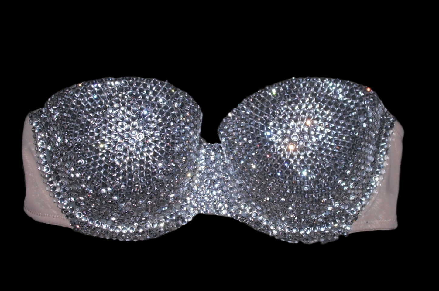 Luxe Crystal Diamond Strapless Bralet In Nude