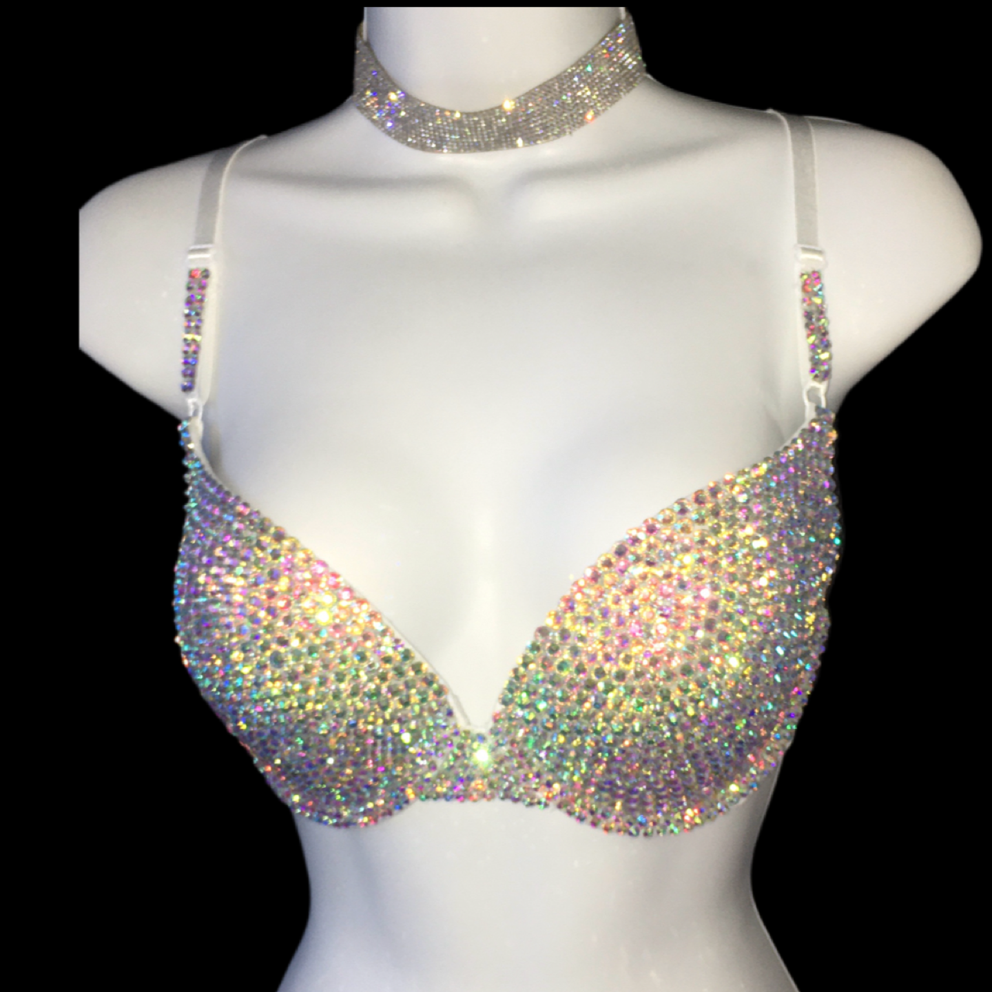 Crystal AB Iridescent T-Shirt Bra In White
