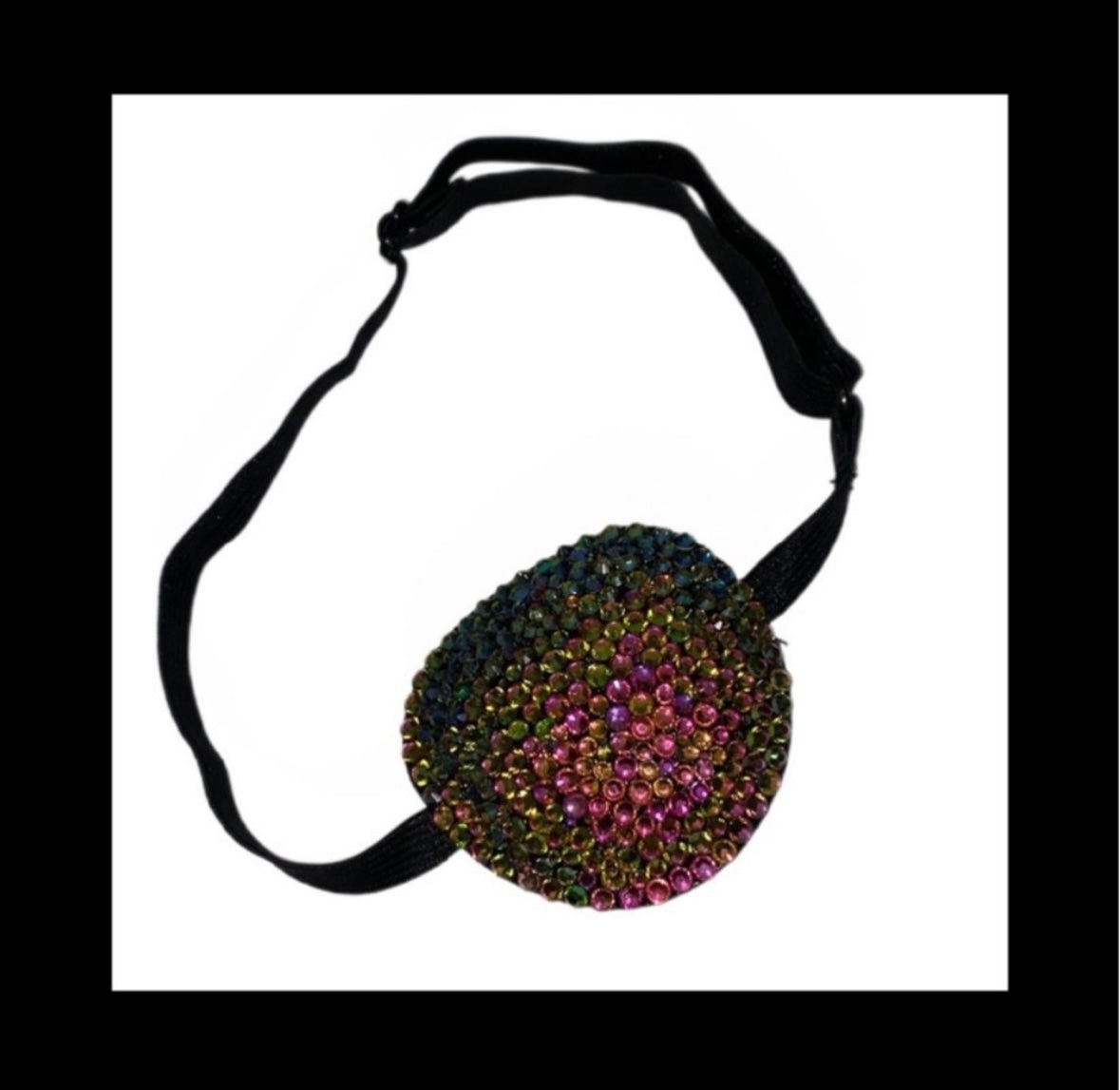 Ombre Rainbow Diamond Padded Adjustable Crystal Eye Patch