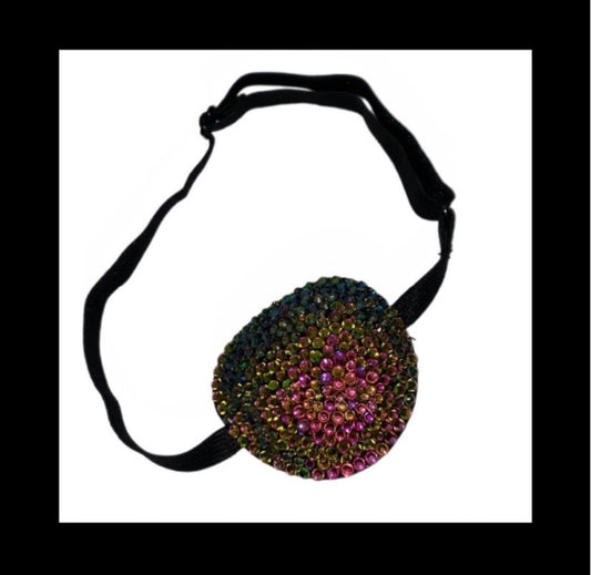 Ombre Rainbow Diamond Padded Adjustable Crystal Eye Patch