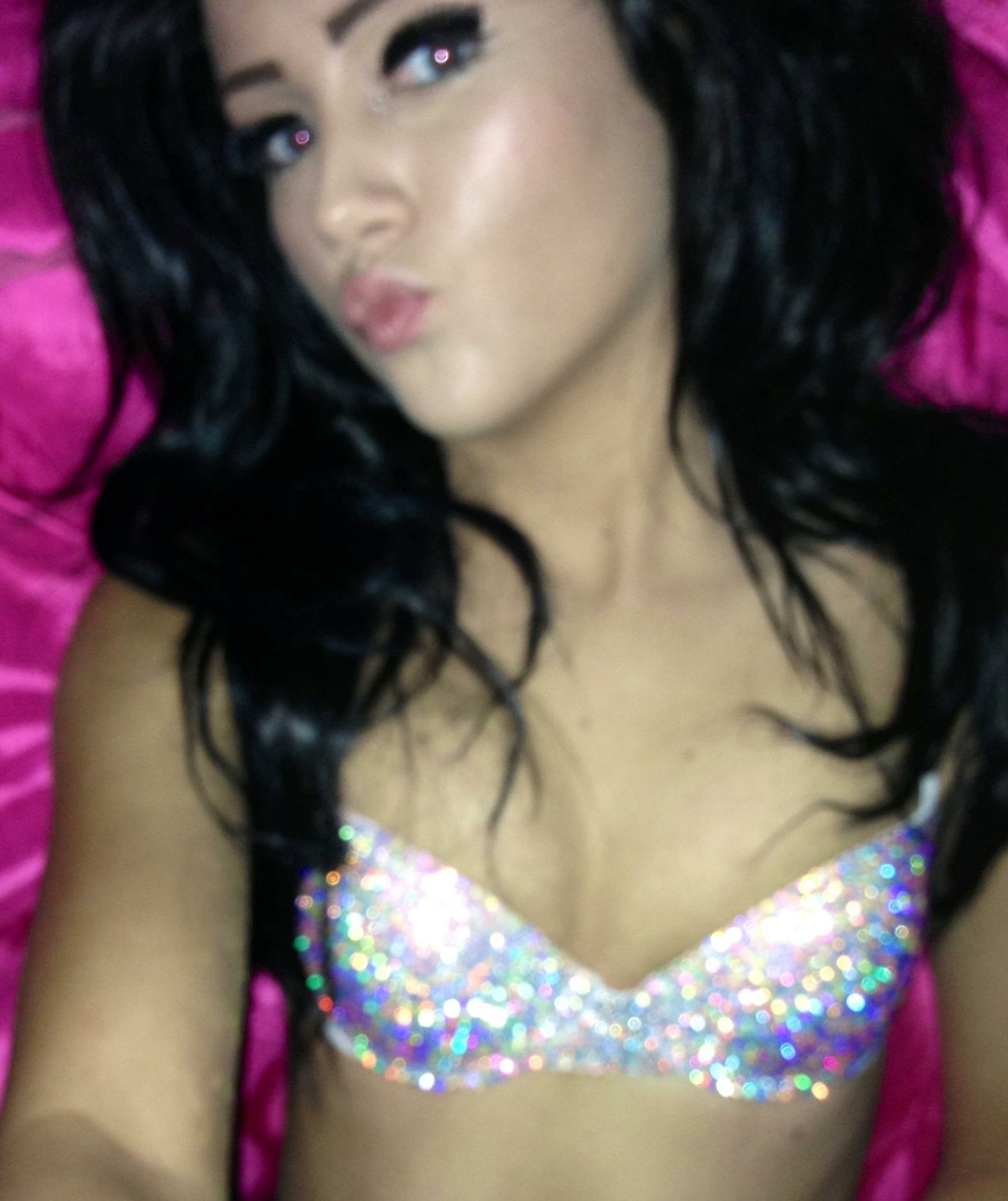 Luxe Crystal AB Iridescent T-Shirt Bra In White