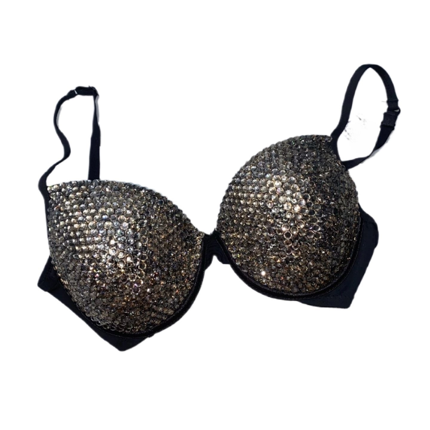 Black Diamond Rhinestone Crystal T-Shirt Bra In Black