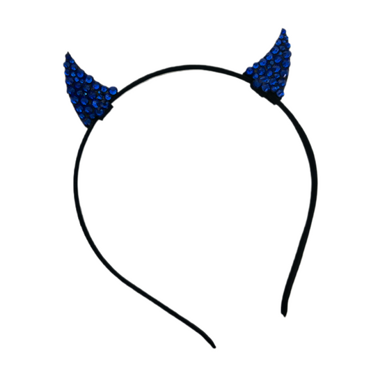 Mini Bling Devil Horn Ears In Sapphire Blue Crystal