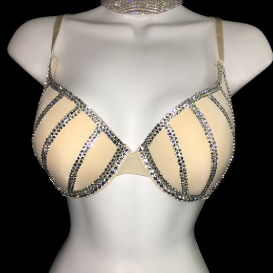 Luxe Diamond Crystal T-Shirt Bra In Nude