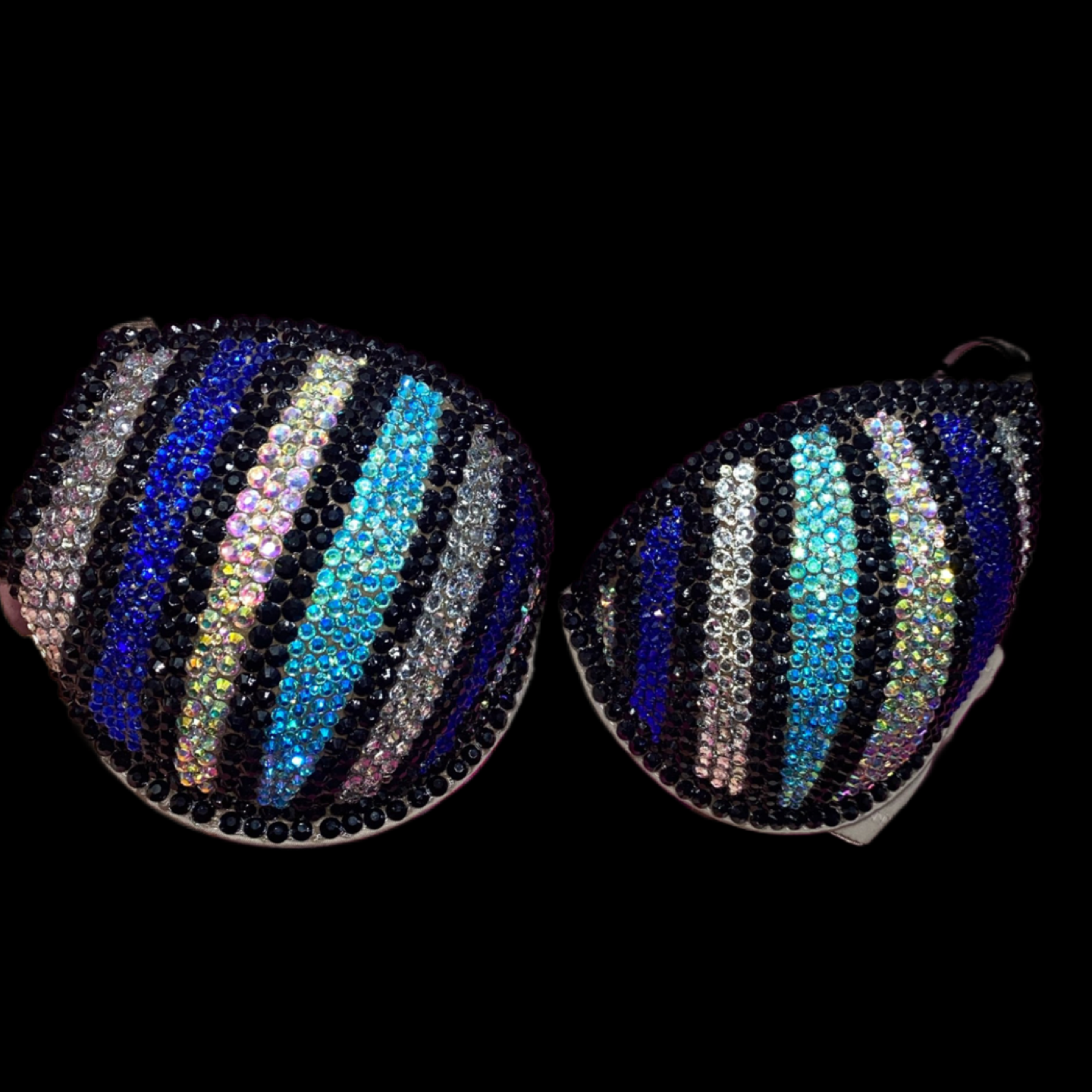 Blue Mix Luxe Crystal Rhinestone Pin Stripe T-Shirt Bra In Nude