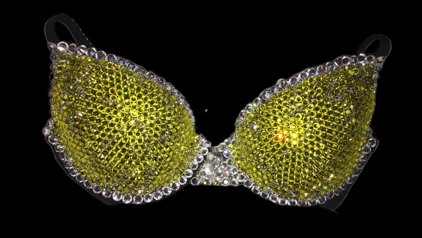 Luxe Yellow & Crystal T-Shirt Bra In Black