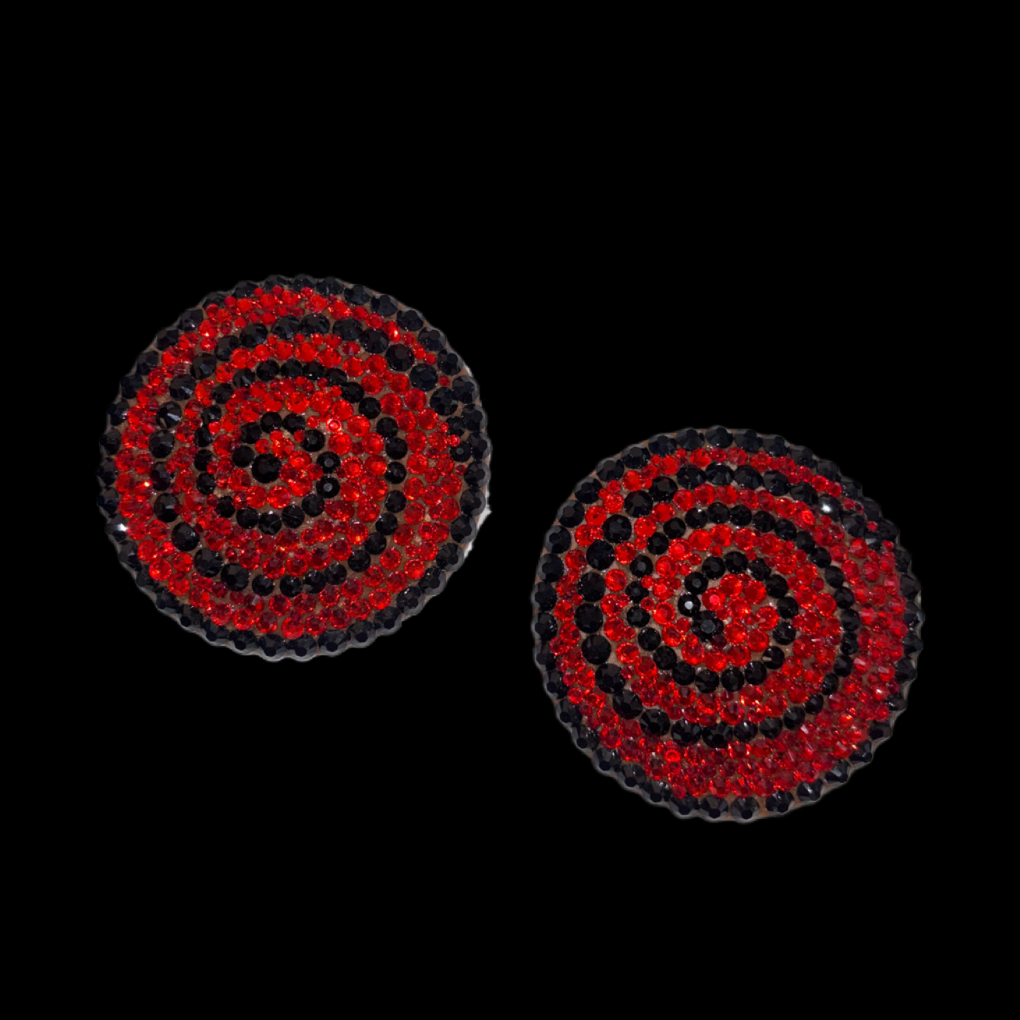 Siam Red & Jet Black Swirls Luxe Crystal Pasties