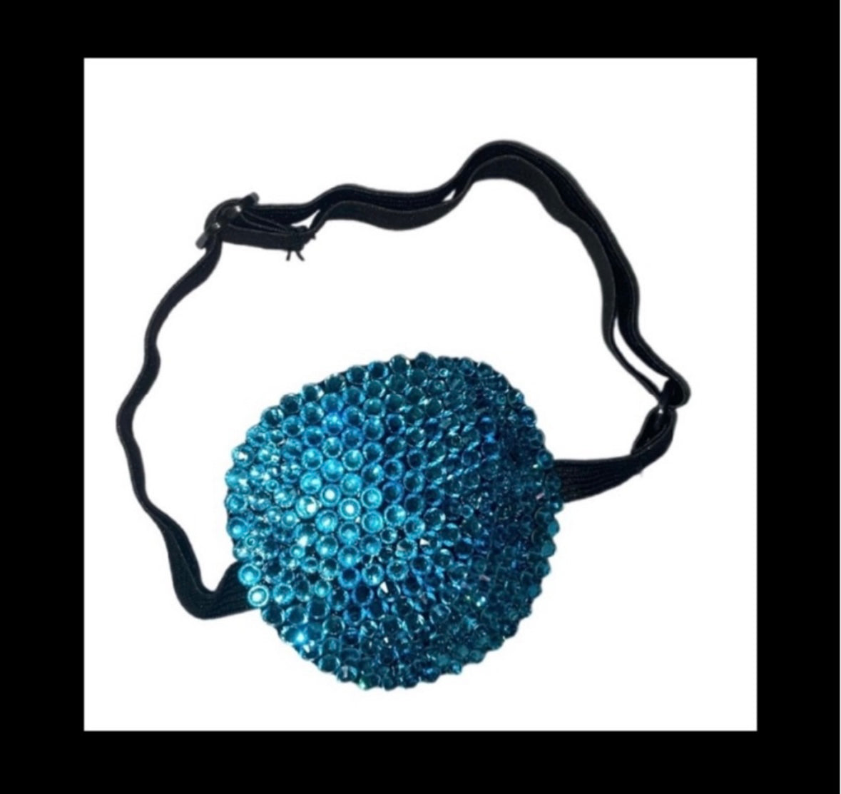 Aquamarine Blue Padded Adjustable Crystal Eye Patch