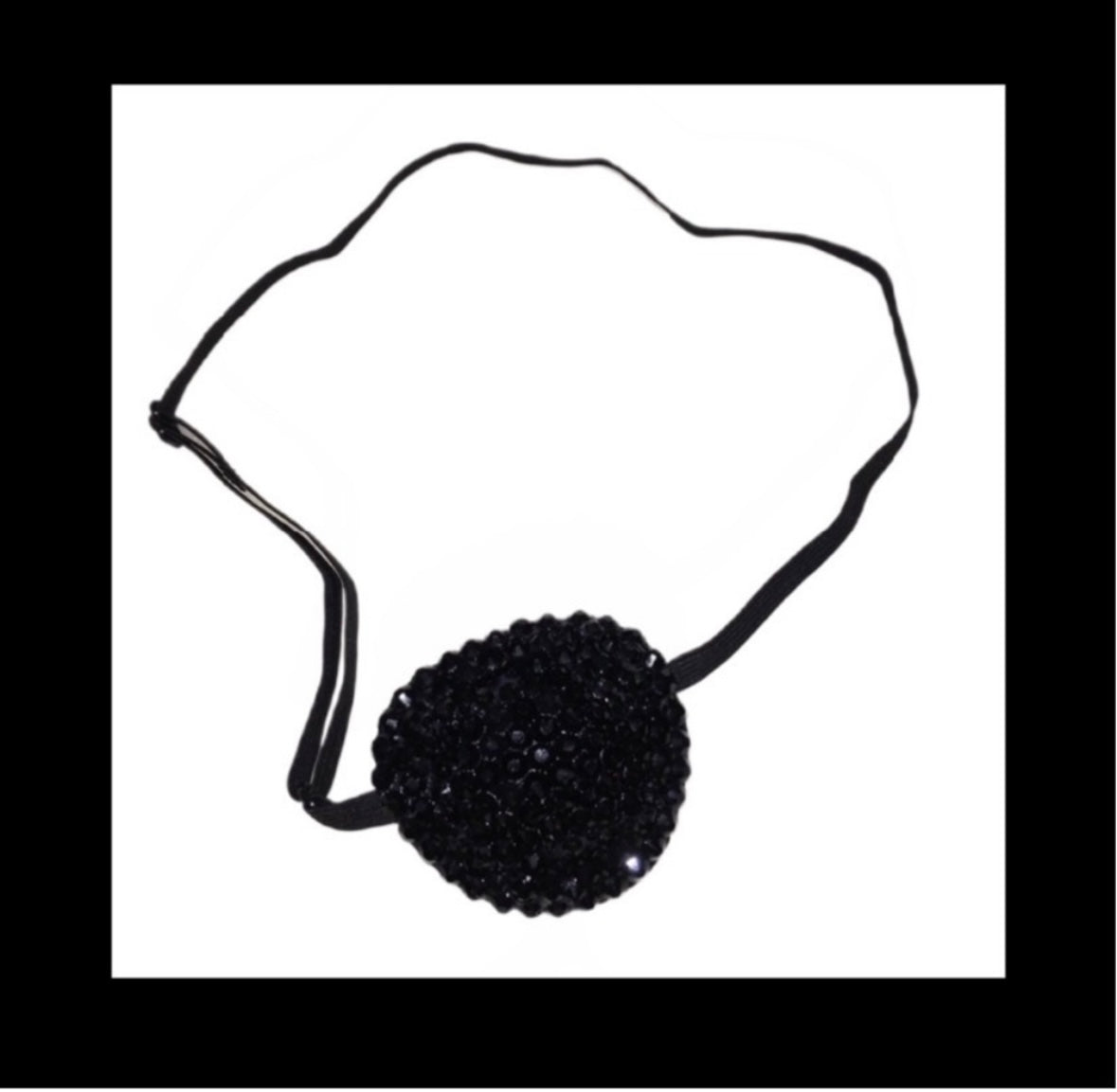 Jet Black Padded Adjustable Crystal Eye Patch