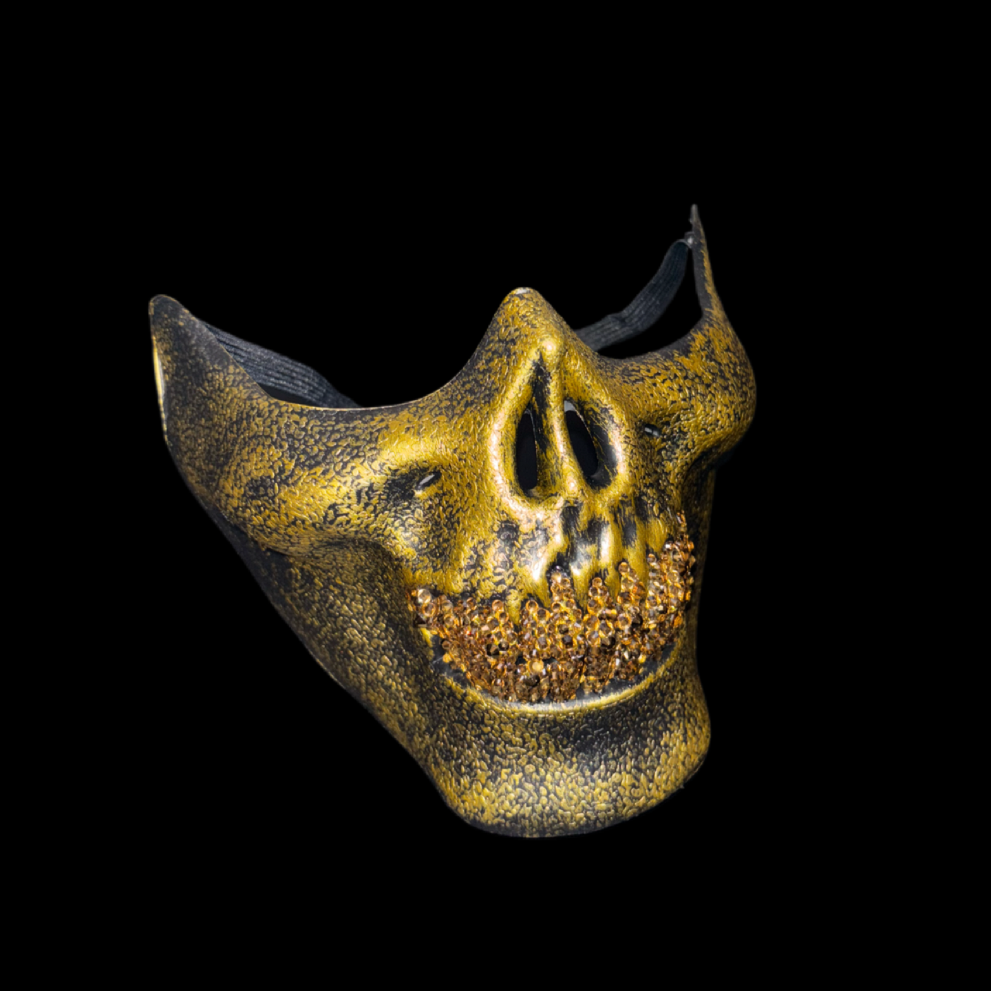 Vintage Gold Half Skull Mask With Platinum Gold Crystal Grillz