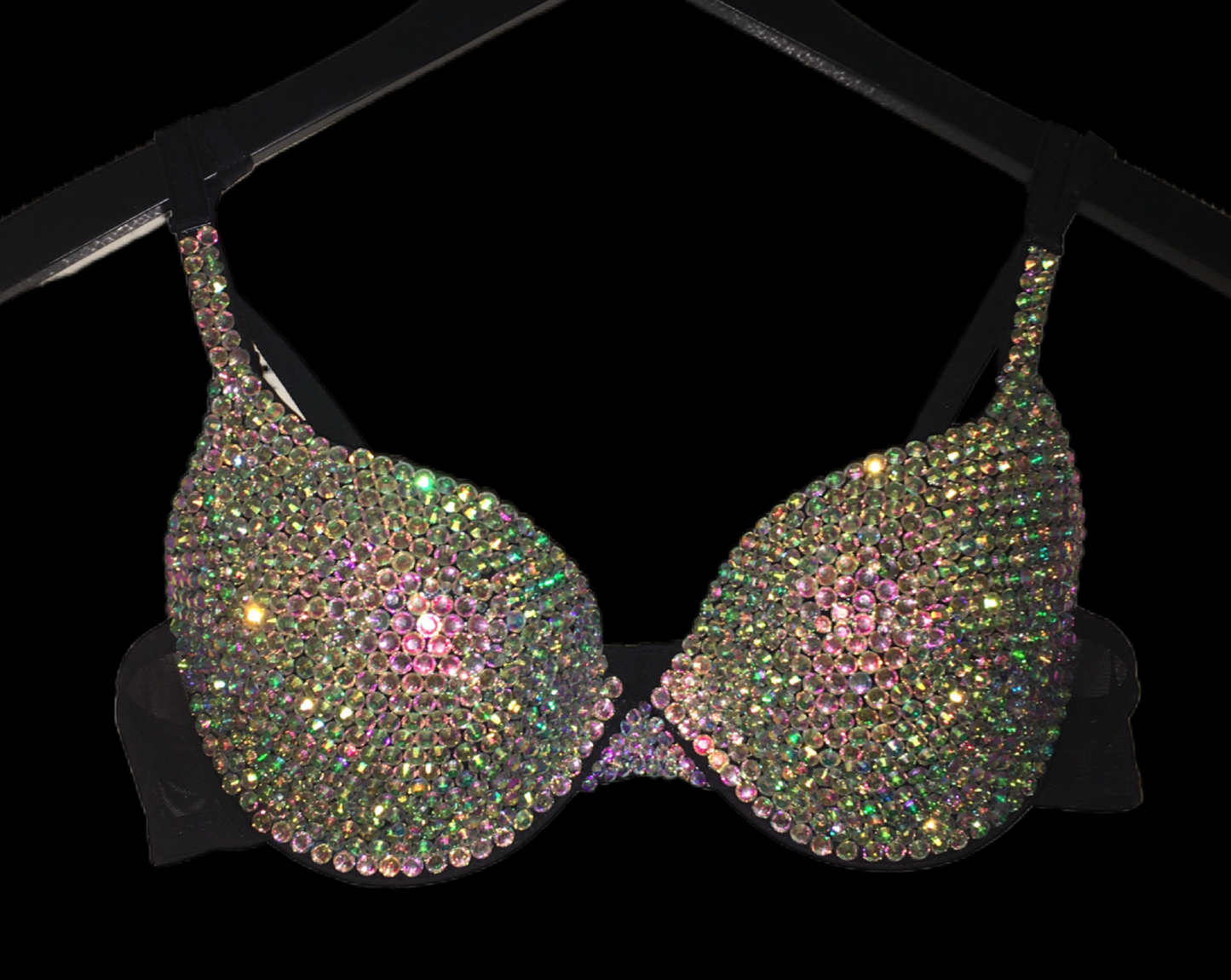 Crystal AB Iridescent T-Shirt Bra In Black