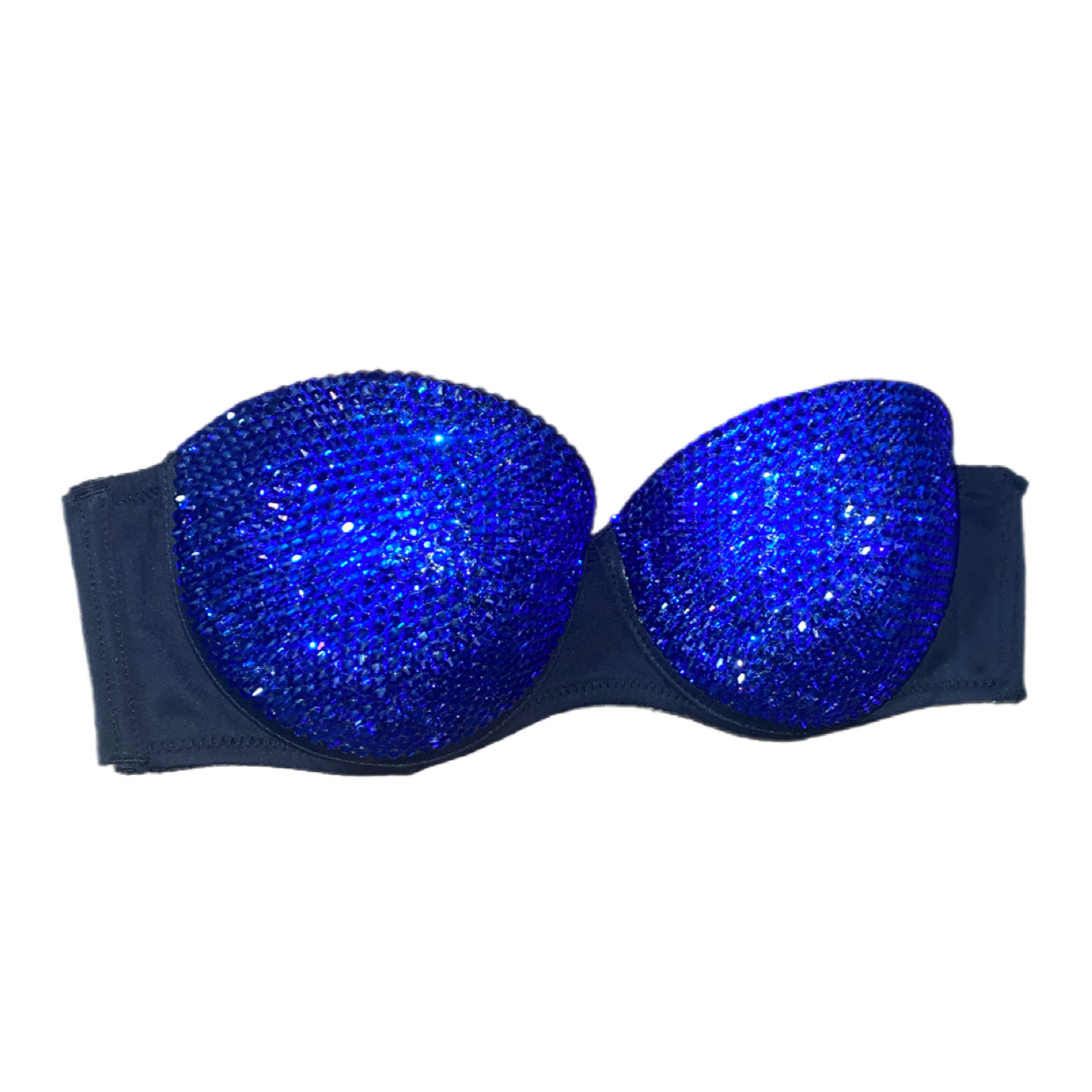 Sapphire Blue Luxe Crystal Strapless Bra In Black