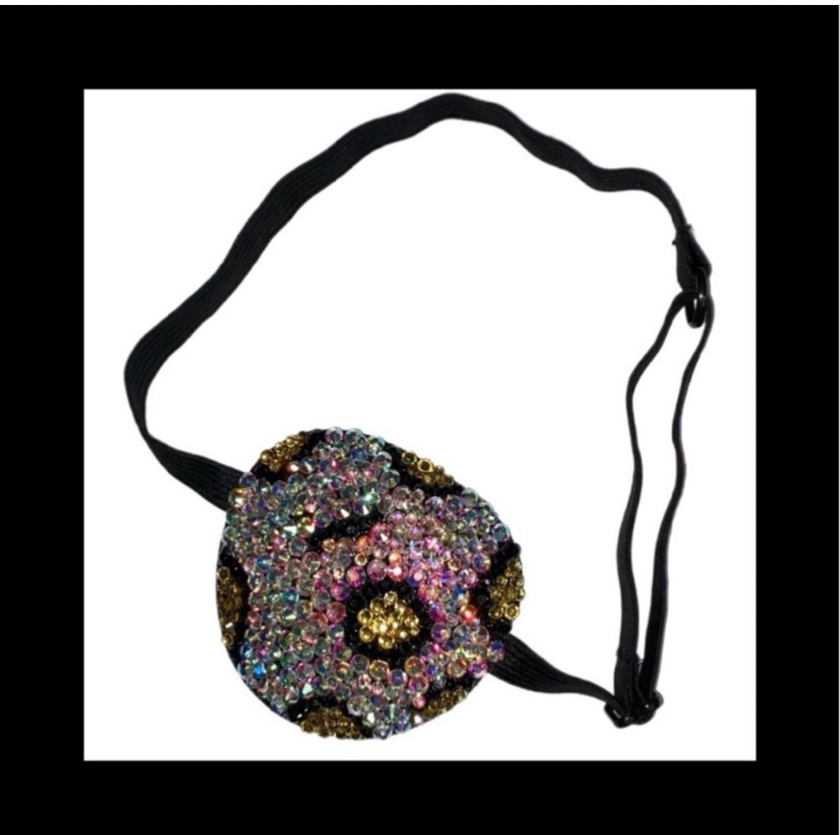 Crystal AB Leopard Print Padded Adjustable Crystal Eye Patch