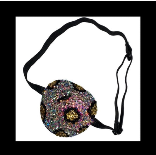 Crystal AB Leopard Print Padded Adjustable Crystal Eye Patch