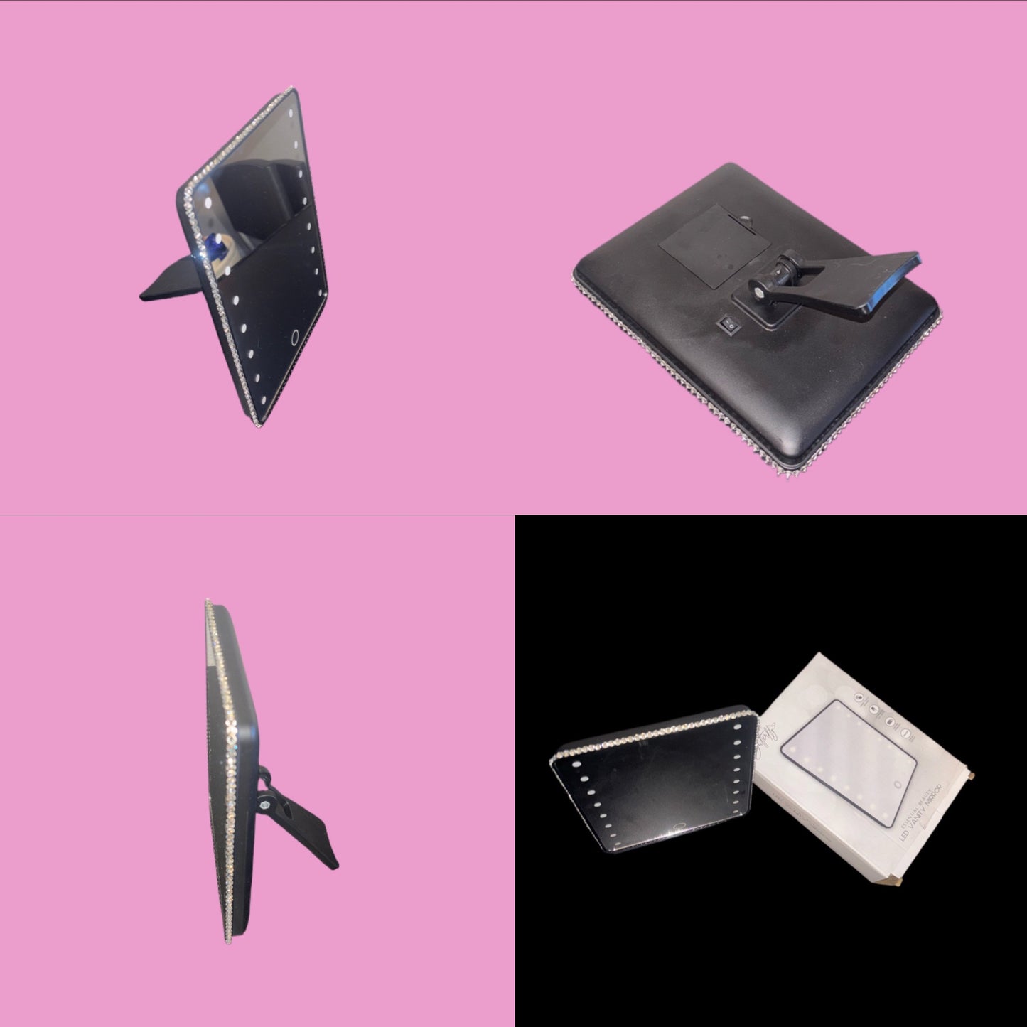 Black Luxe Crystal Bling LED Mirror