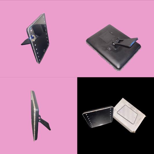 Black Luxe Crystal Bling LED Mirror