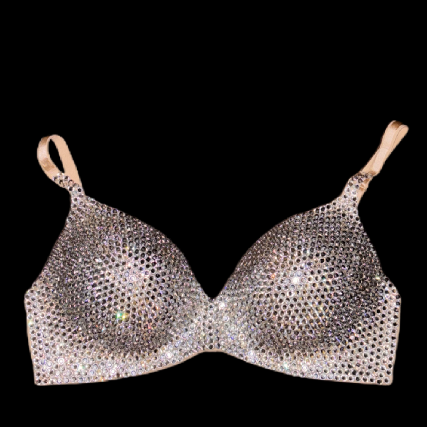 Luxe Crystal Diamond Wireless Bra In Nude