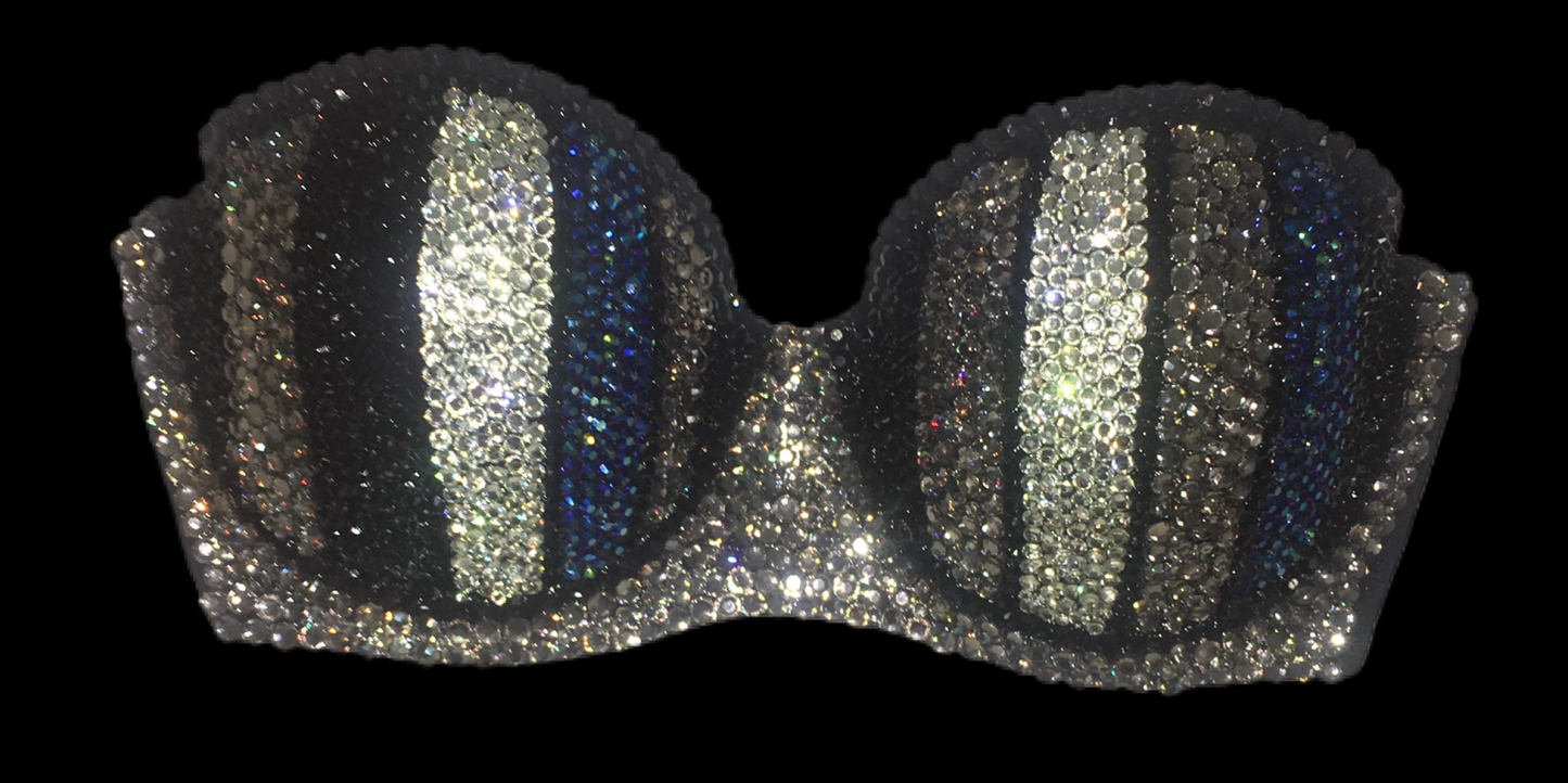 Black Mix Diamond Luxe Crystal Pinstripe Strapless Bra In Black