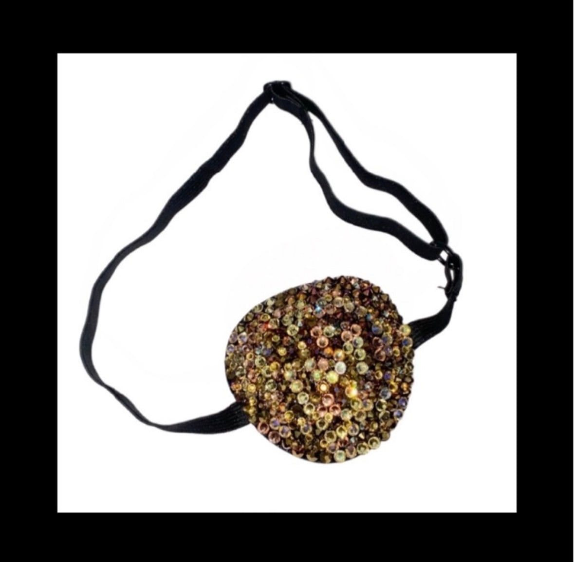 Gold Mix Padded Adjustable Crystal Eye Patch