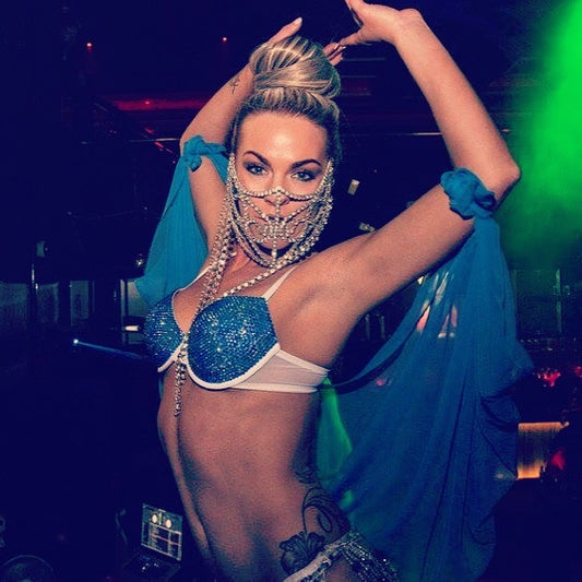 Sapphire Blue AB Luxe Crystal Duo T-Shirt Bra In White