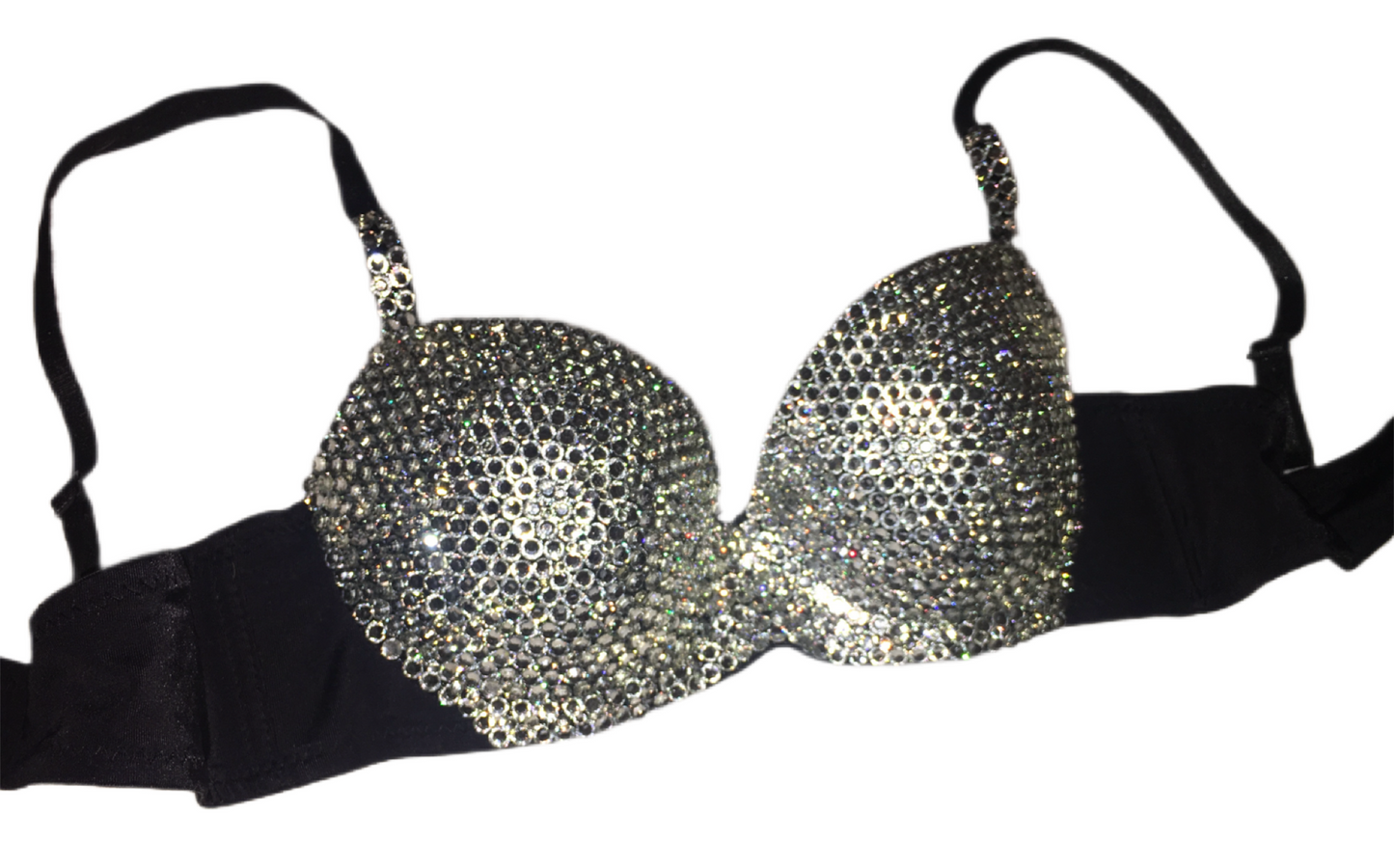 Crystal Diamond Strapless Bralet In Black
