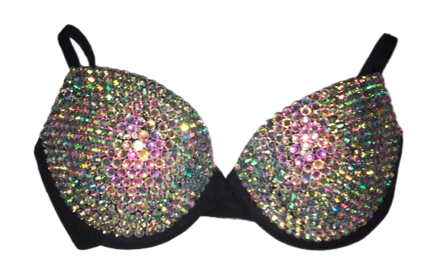 Crystal AB Iridescent T-Shirt Bra In Black