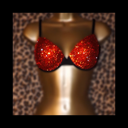 Orange Diamond Crystal T-Shirt Bra In Black