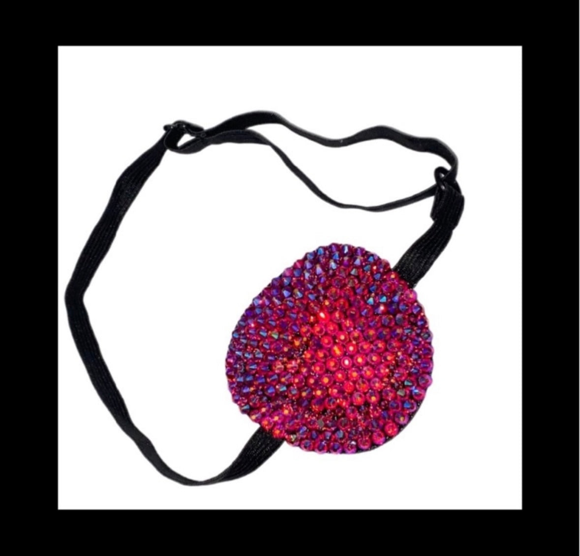 Siam Red AB Crystal Padded Adjustable Crystal Eye Patch