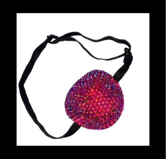 Siam Red AB Crystal Padded Adjustable Crystal Eye Patch