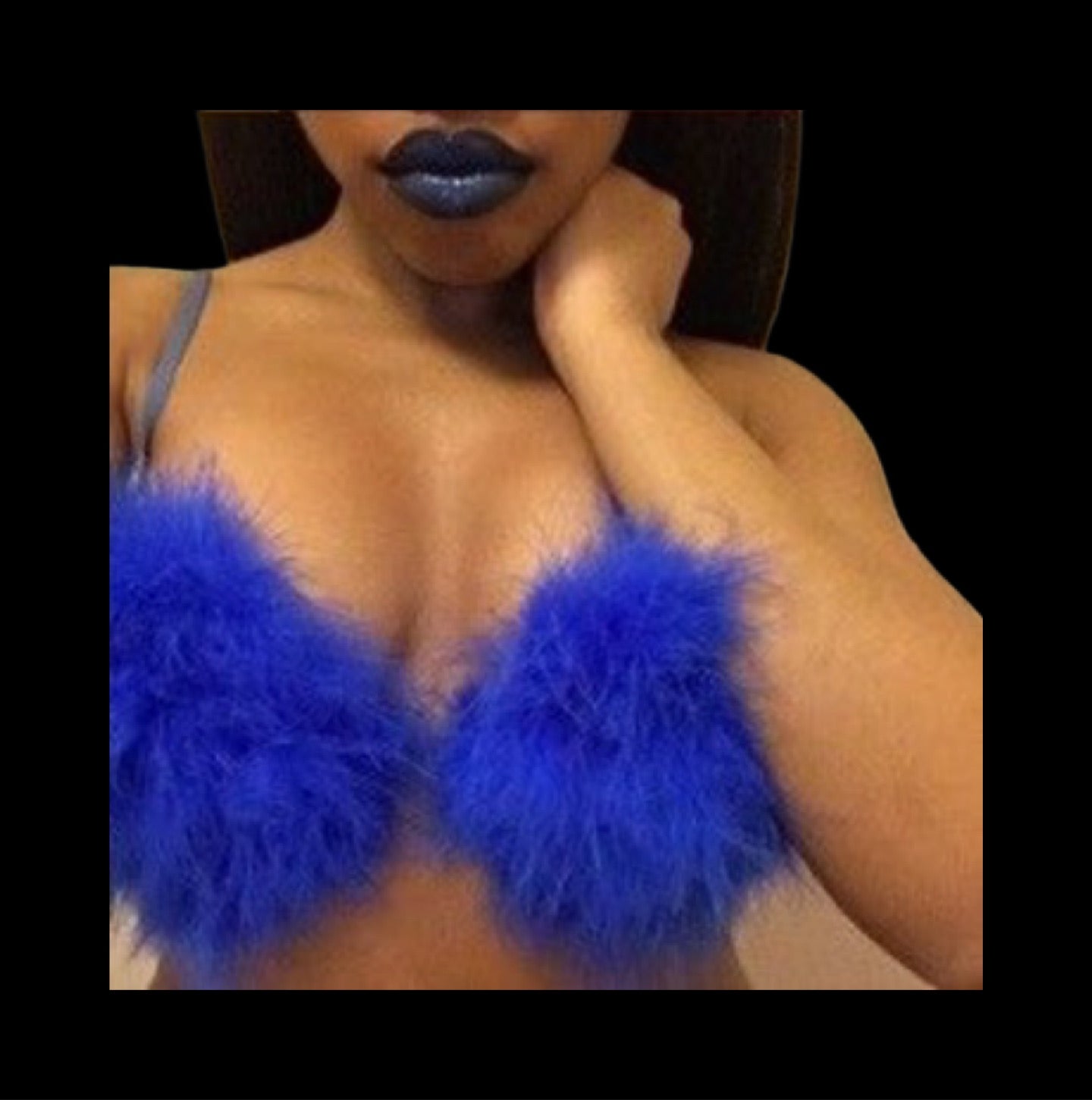 Yellow Fluffy Feather Bra In Nude