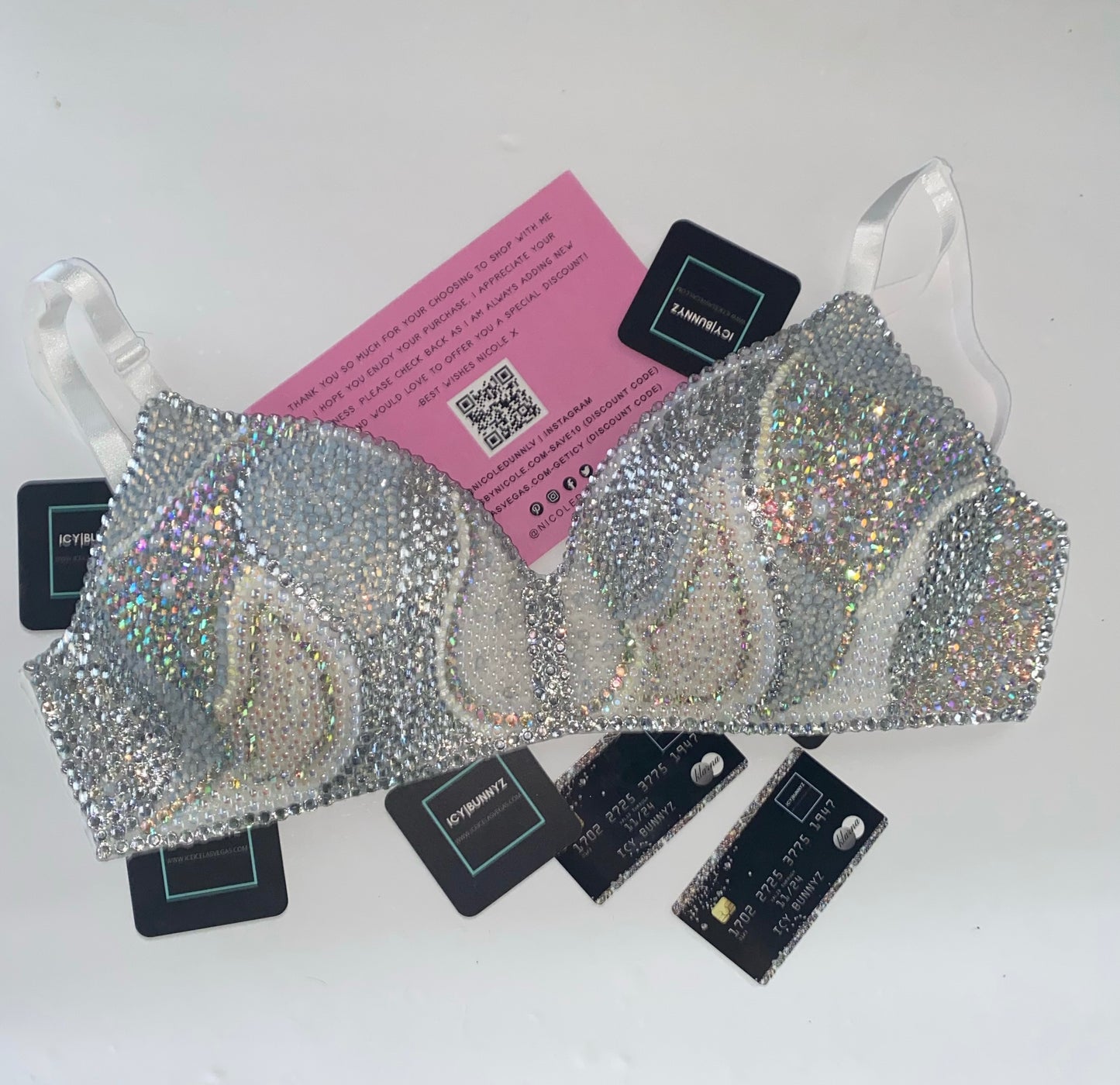 Crystal AB Opal & Pearls Diamond Strapless Wireless In White