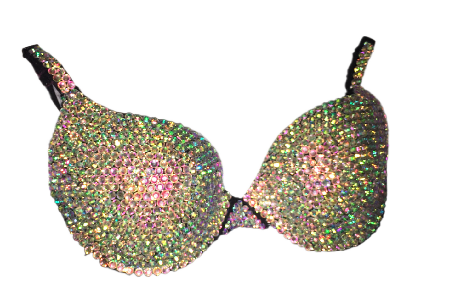 Crystal AB Iridescent T-Shirt Bra In Black