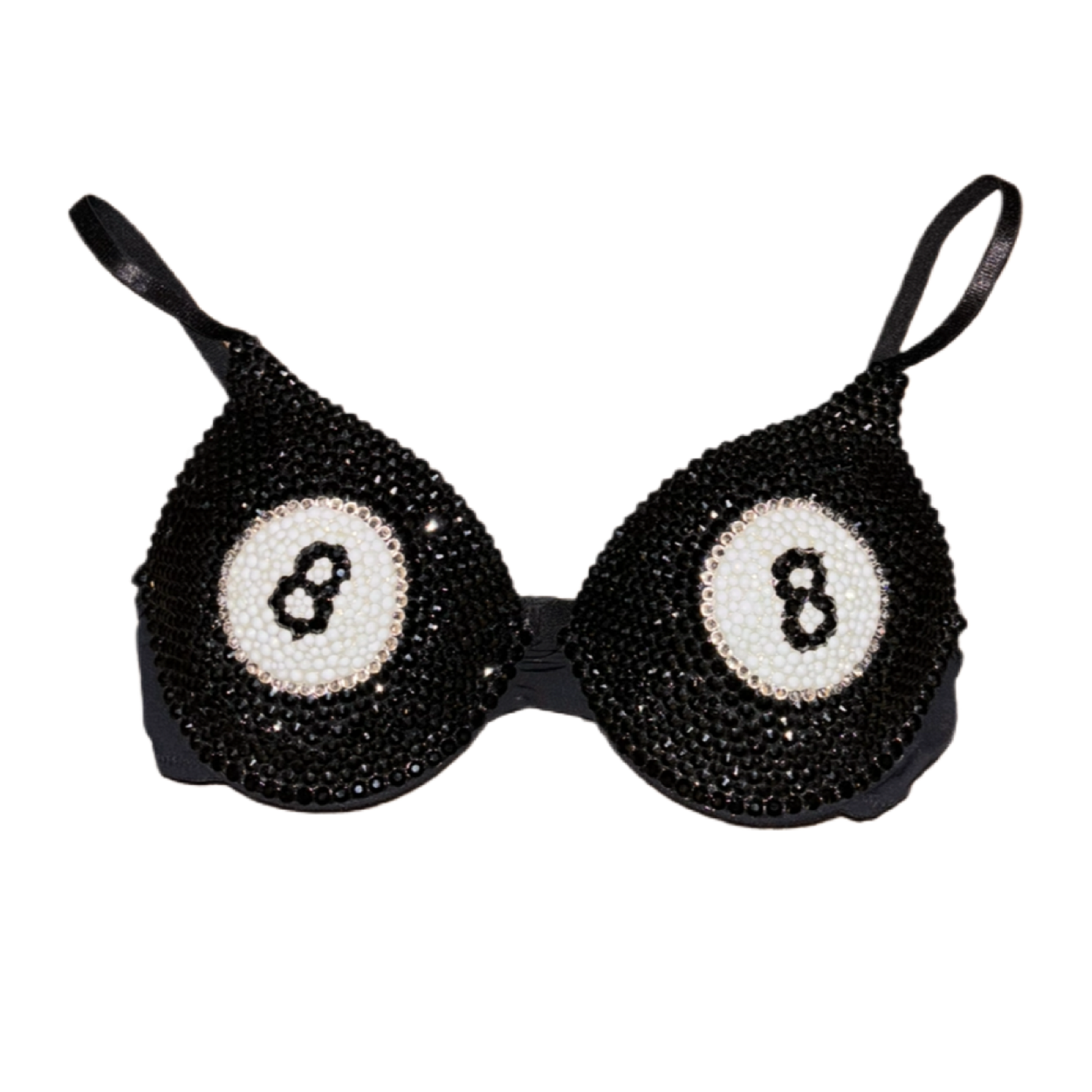 Magic 8 Ball Rhinestone Crystal T-Shirt Bra In Black