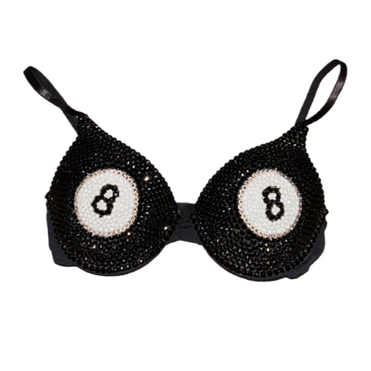 Magic 8 Ball Rhinestone Crystal T-Shirt Bra In Black