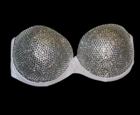 Crystal Diamond Strapless Bra In White