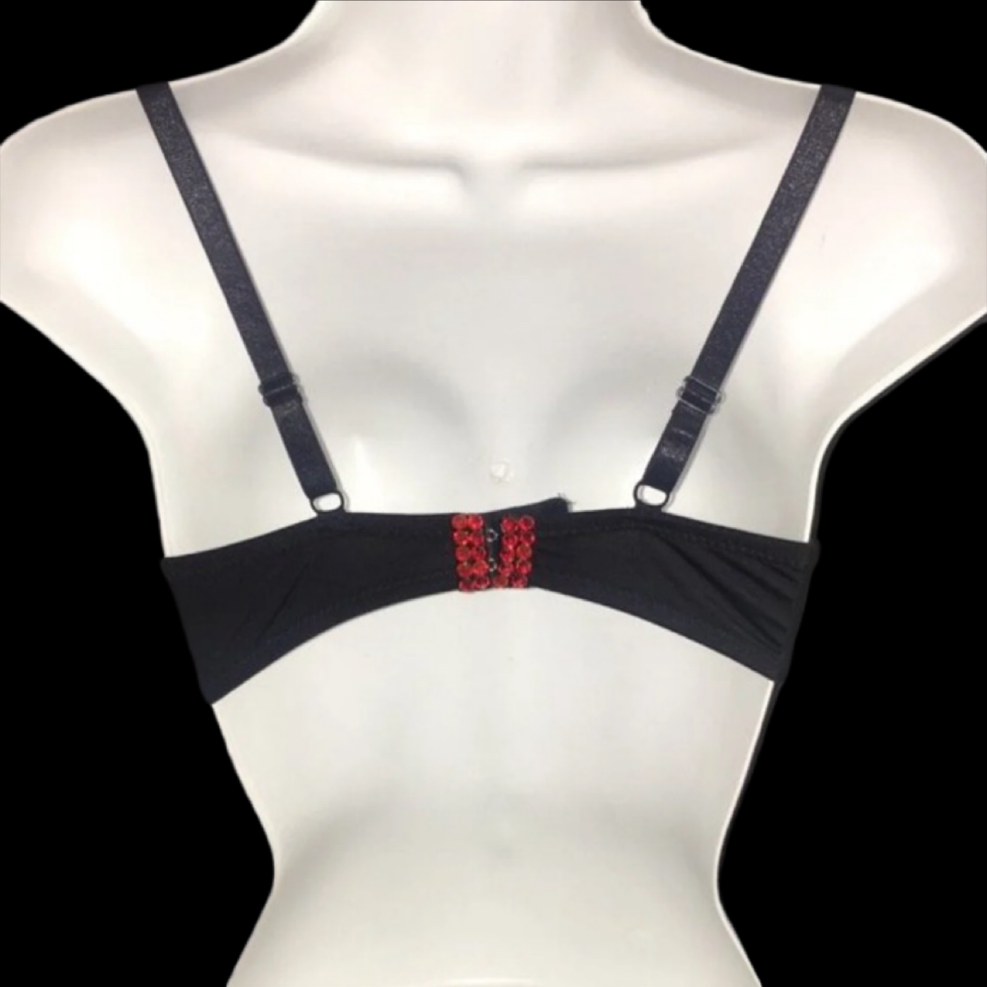 Siam Red & Jet Black Rhinestone & Crystal T-Shirt Bra In Black
