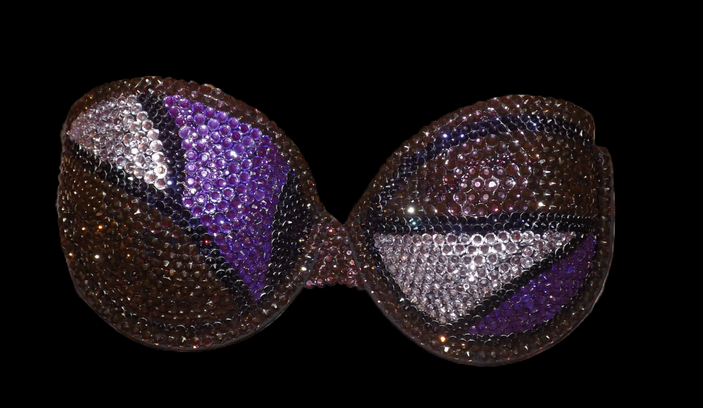 Purple Mix Luxe Crystal Rhinestone Strapless Bra In Black