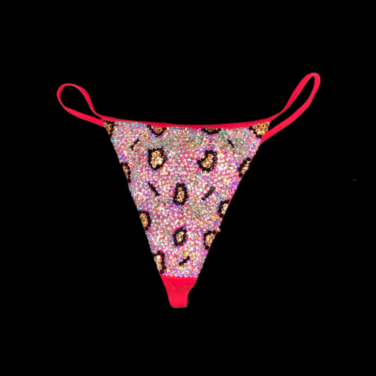 Leopard Print Luxe Crystal Diamond Red Pantie
