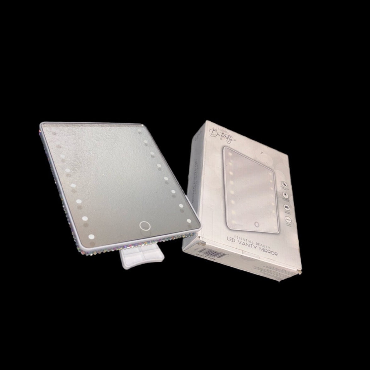 White Full Crystal & Crystal AB Iridescent Bling LED Mirror