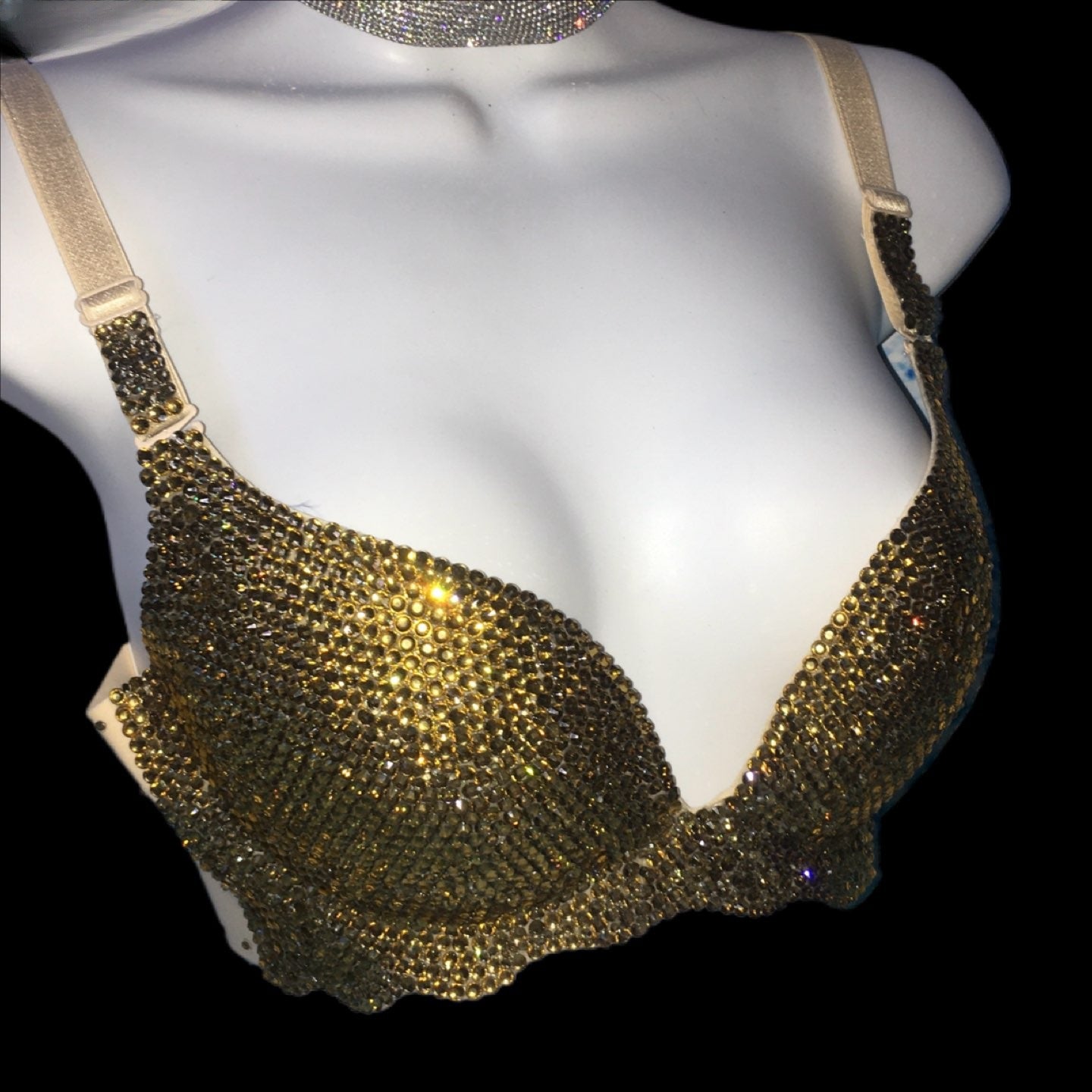Gold Colorado Topaz Luxe Crystal Diamond Wireless Bra In Nude