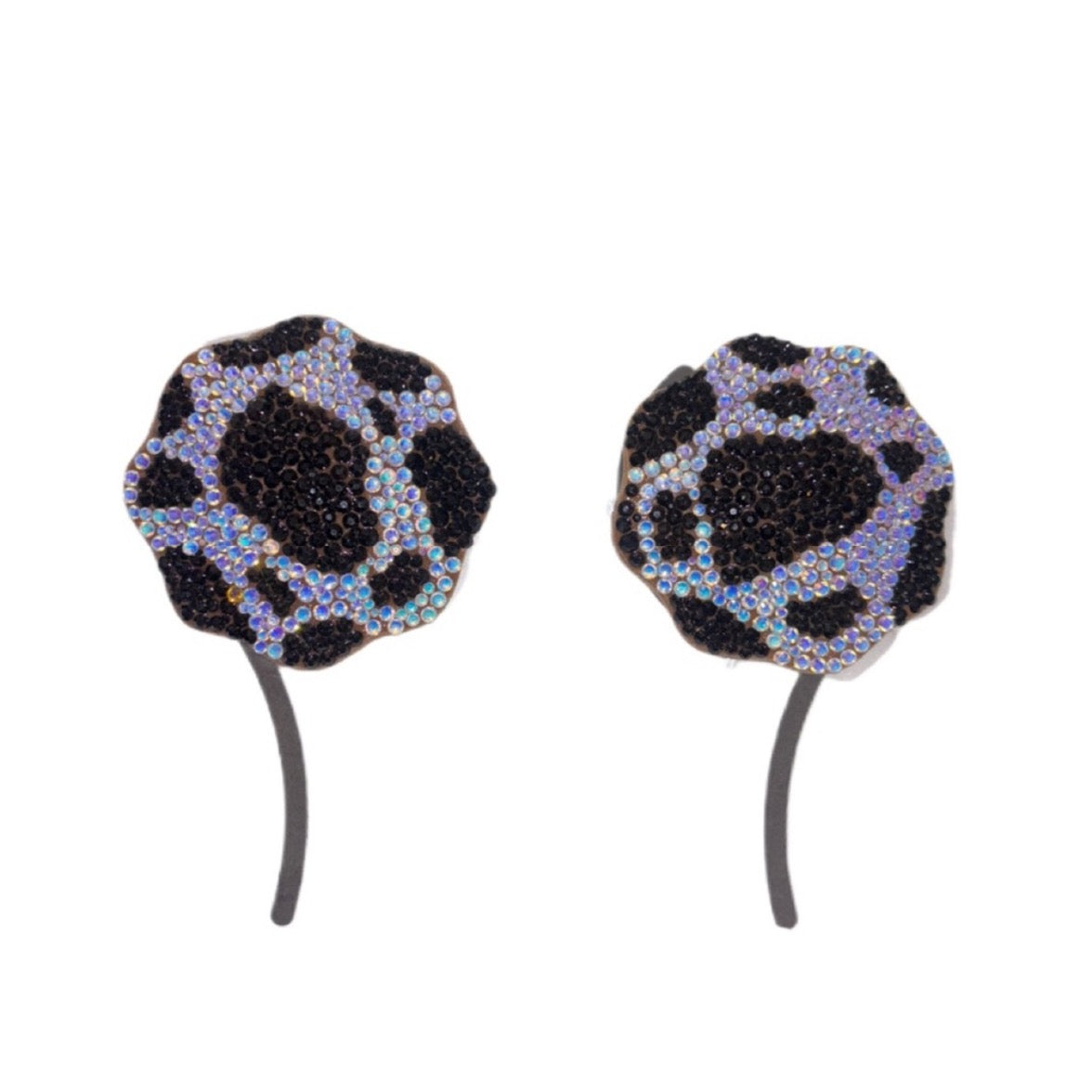 Luminous Black & White Cow Print Design Luxe Crystal Pasties