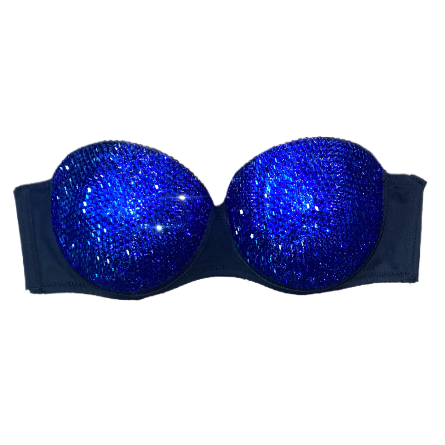 Sapphire Blue Luxe Crystal Strapless Bra In Black